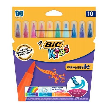 Achetez Pochette de 10 Visaquarelle pointe pinceau couleurs vives assorties 8289641 VISAQUAREL BIC p..