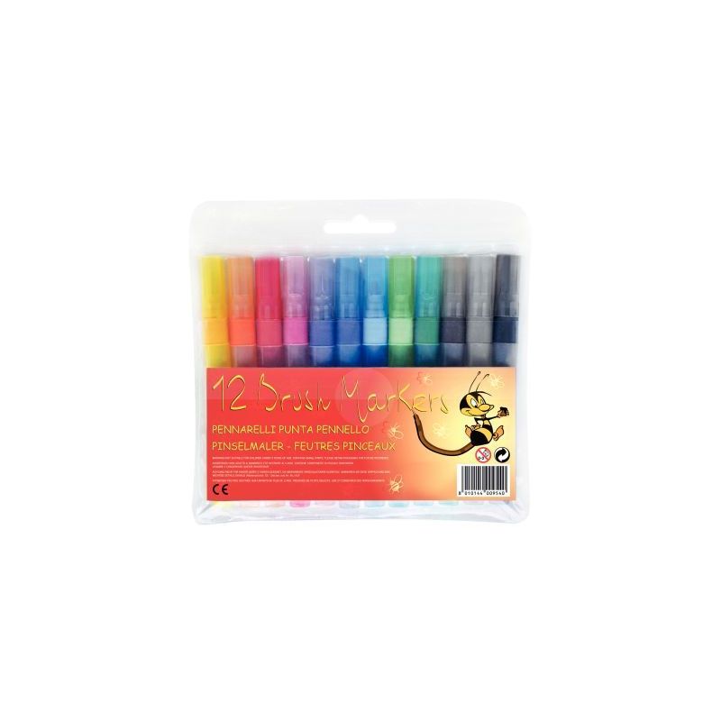 Achetez Pochette de 12 feutres pinceau pointe moyenne assortis MJ60420200 pas cher sur Ma Rentrée S..