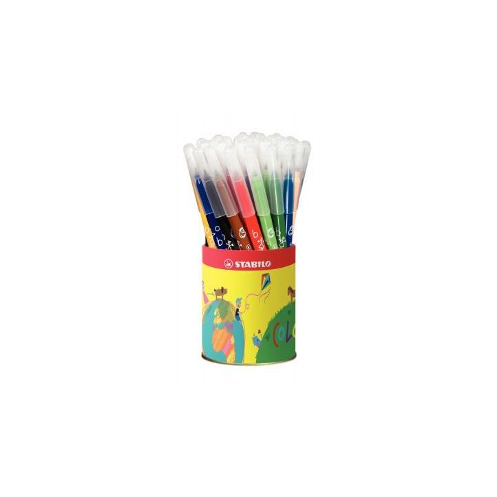 Pot de 36 feutres Trio A-Z pointe moyenne de 12 couleurs assorties 378/36-1-04 STABILO