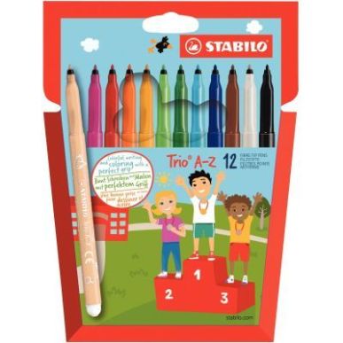 Achetez Pochette de 12 feutres Trio A-Z pointe moyenne assortis F378/11-12-04 STABILO pas cher sur M..