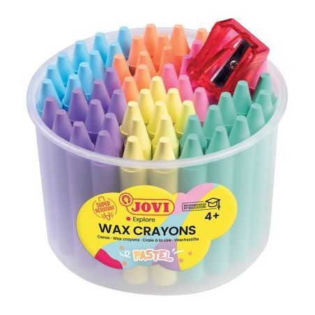 Achetez Pot de 60 crayons de cire pastel assortis + 1 taille crayon 980/60P JOVI pas cher sur Ma Ren..