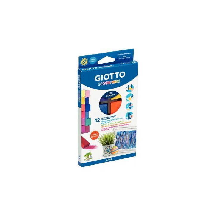 Etui de 12 craies cire rectangulaire assorties F442000 GIOTTO