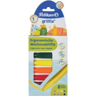Achetez Etui de 8 crayons cire triangulaire Griffix 300000361 PELIKAN pas cher sur Ma Rentrée Scola..