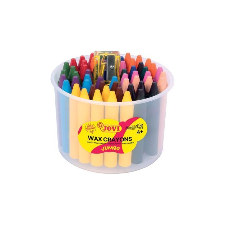 Pot de 60 crayons de cire vives assortis + 1 taille crayon 980/60 JOVI