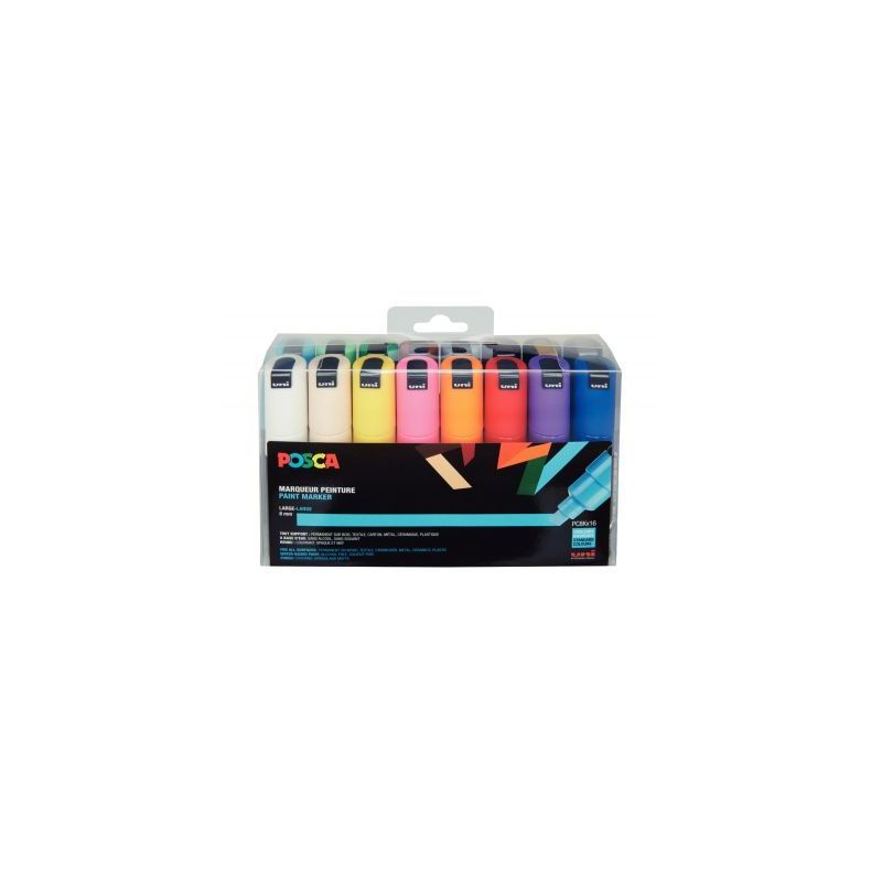 Achetez Pochette de 16 marqueurs pointe large biseautée 8 mm couleurs assorties PC8K/16A ASS22 POSC.. Achetez Pochette de 16 marqueurs pointe large biseautée 8 mm couleurs assorties PC8K/16A ASS22 POSC..
