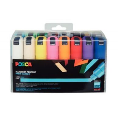 Achetez Pochette de 16 marqueurs pointe large biseautée 8 mm couleurs assorties PC8K/16A ASS22 POSC..