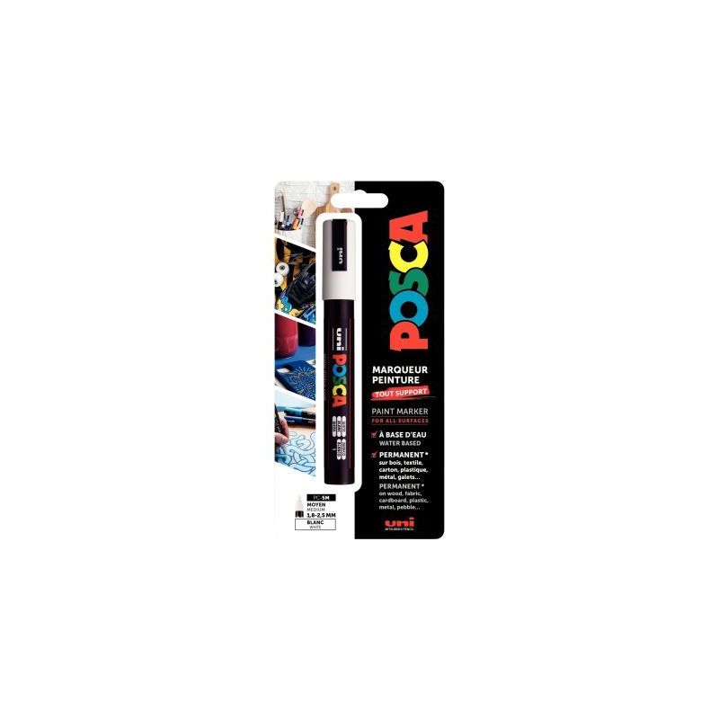 Achetez Blister 1 marqueur Posca blanc PC5MX1 PF BL POSCA UNIBALL pas cher sur Ma Rentrée Scolaire