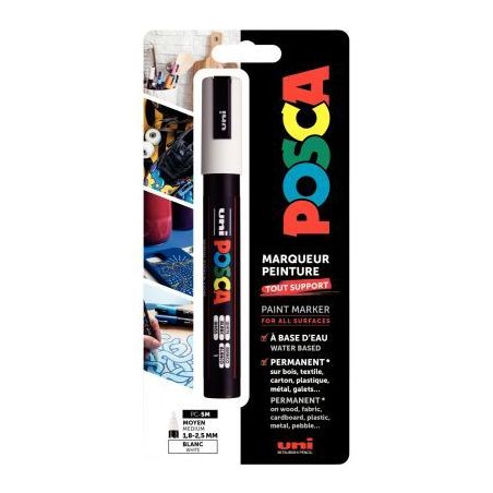 Achetez Blister 1 marqueur Posca blanc PC5MX1 PF BL POSCA UNIBALL pas cher sur Ma Rentrée Scolaire