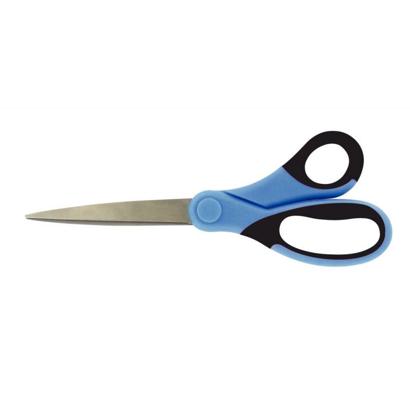 Ciseaux MTL 21 Cm - Manche Plastique/caoutchouc Noir/rouge - Acier Inoxydable - Bouts Arrondis Sécurité - Pour Bureau, Couture, école