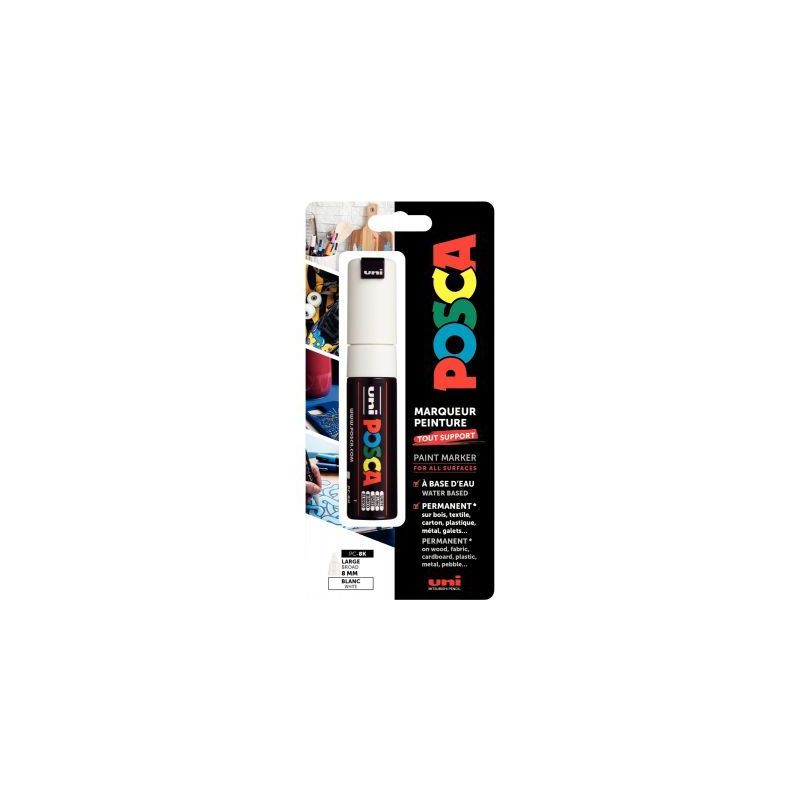 Achetez Blister de 1 marqueur Posca pointe large blanc PC8KX1 PF BL POSCA UNIBALL pas cher sur Ma Re..