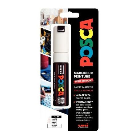 Achetez Blister de 1 marqueur Posca pointe large blanc PC8KX1 PF BL POSCA UNIBALL pas cher sur Ma Re..