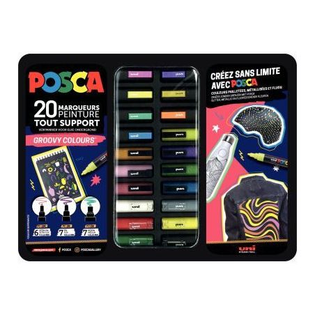Achetez Mallette de 20 posca Groovy Colors MPOSCAMETAL/20016 POSCA UNIBALL pas cher sur Ma Rentrée ..