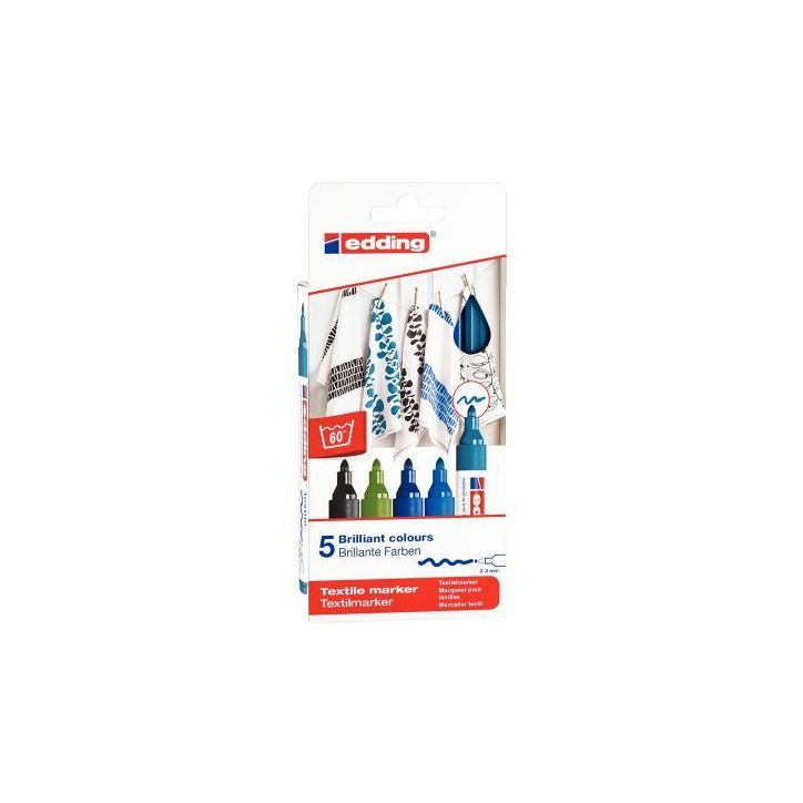 Boîte de 5 marqueurs textile E-4500 froides 4-4500-5099 EDDING