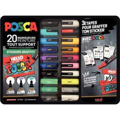 Achetez Mallette de 20 Posca Graffiti MPOSCAMETAL/20017 POSCA UNIBALL pas cher sur Ma Rentrée Scola..
