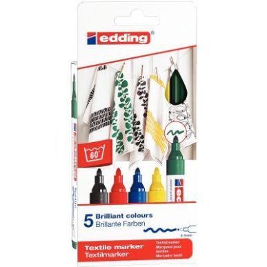 Achetez Boîte de 5 marqueurs textile E-4500 basic 4-4500-5S EDDING pas cher sur Ma Rentrée Scolair..