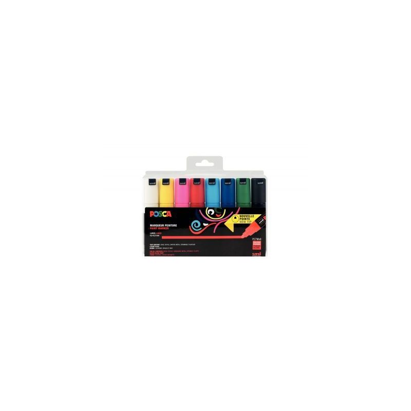 Achetez Set de 8 marqueurs Posca ogive large PC7M/8A ASS18 POSCA UNIBALL pas cher sur Ma Rentrée Sc..