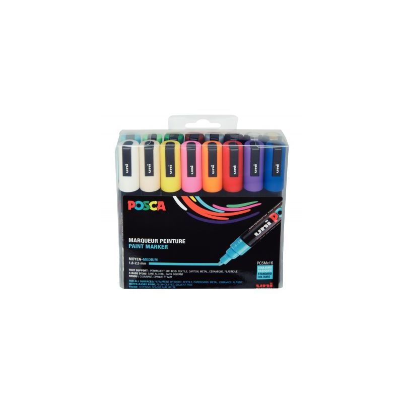 Achetez Pochette de 16 marqueurs pointe moyenne conique 2,5 mm couleurs assorties PC5M/16A ASS22 POS..