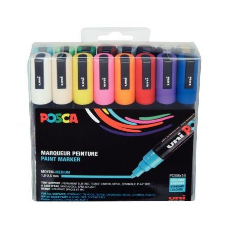 Achetez Pochette de 16 marqueurs pointe moyenne conique 2,5 mm couleurs assorties PC5M/16A ASS22 POS..
