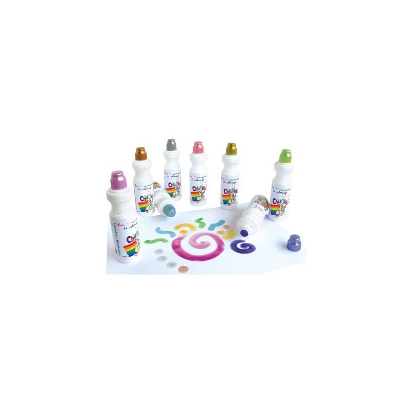 Achetez Boite de 8 marqueurs Chunkie 75ml  or, argent, cuivre, turquoise, rose, mauve, corail et jad..