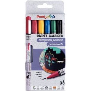 Achetez Pochette de 6 marqueurs peinture basic assortis MSP10/6BASIC PENTEL pas cher sur Ma Rentrée..