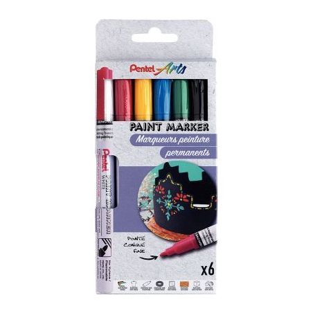 Achetez Pochette de 6 marqueurs peinture basic assortis MSP10/6BASIC PENTEL pas cher sur Ma Rentrée..