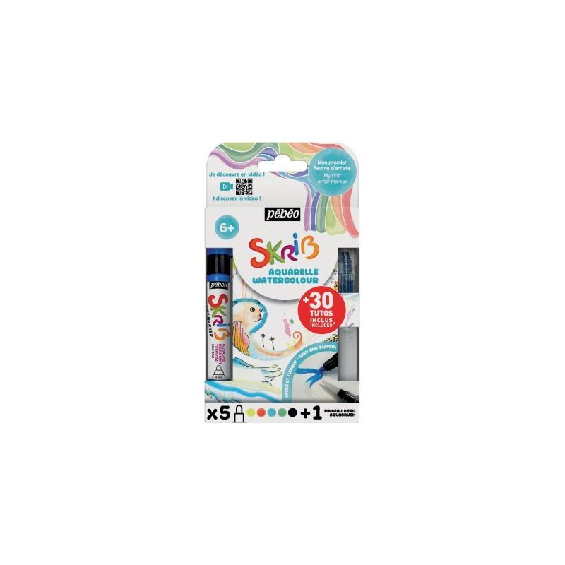Achetez Set de 5 marqueurs gouache + 1 marqueur aquabrush assortis 604121 PEBEO pas cher sur Ma Rent..