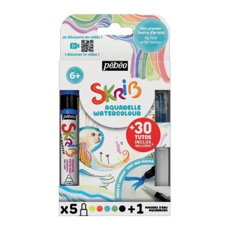 Achetez Set de 5 marqueurs gouache + 1 marqueur aquabrush assortis 604121 PEBEO pas cher sur Ma Rent..