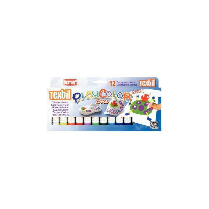 Boite de 12 sticks de gouache textile couleurs assorties 400631 PLAYCOLOR