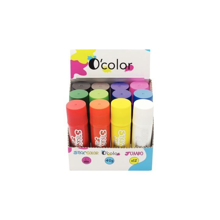 Boite de 12 x 40grammes sticks jumbo couleurs vives 2061