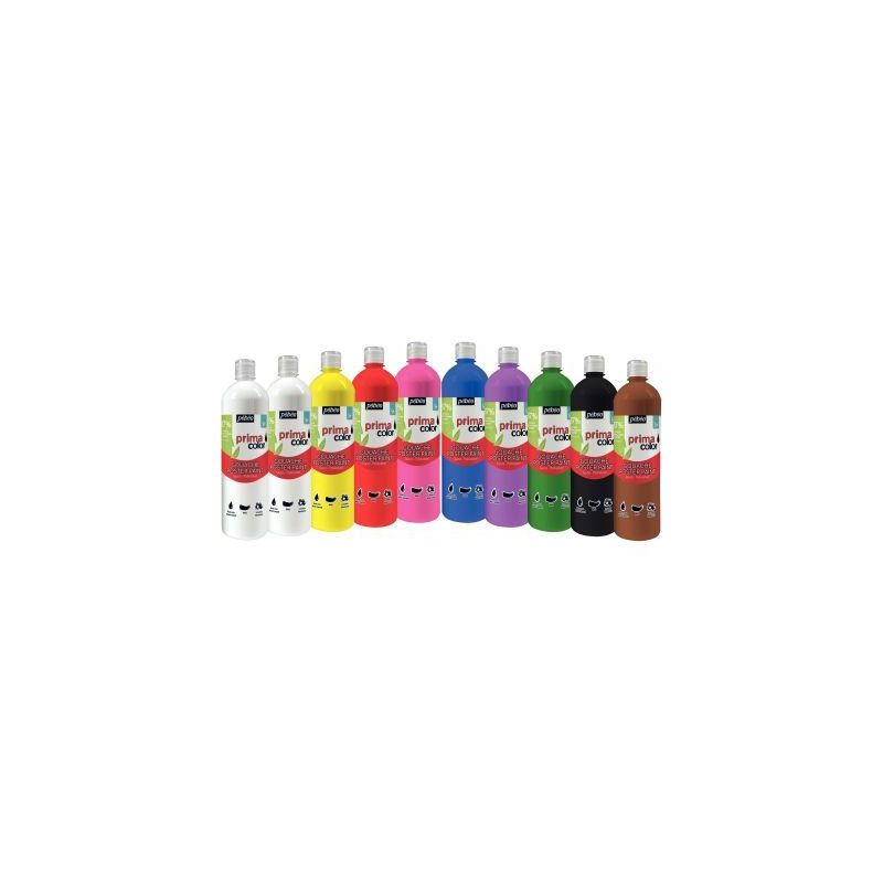 Achetez Lot de 10 flacons 1L de gouache PRIMACOLOR, couleurs assorties 075299 PRIMA COLO PEBEO pas c..