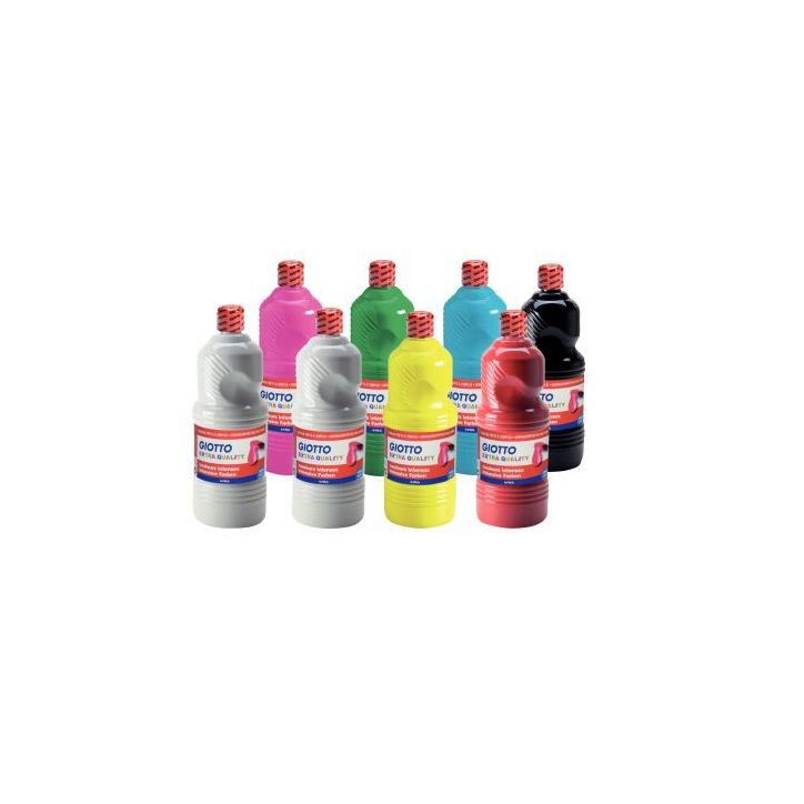 Carton de 8 flacons 1L de gouache liquide GIOTTO dont 1 litre offert, couleurs assorties 1 F8400100 GIOTTO