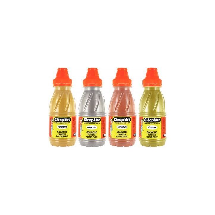 Lot de 4 flacons 250ml de gouache Néfertari métallique PGN250X4M CLEOPATRE