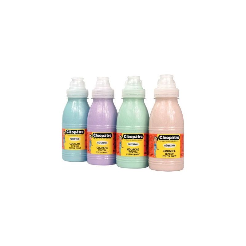 Achetez Carton de 4 flacons 500ml de peinture pailletée, coloris pastel assortis PP500X4P CLEOPATRE.. Achetez Carton de 4 flacons 500ml de peinture pailletée, coloris pastel assortis PP500X4P CLEOPATRE..