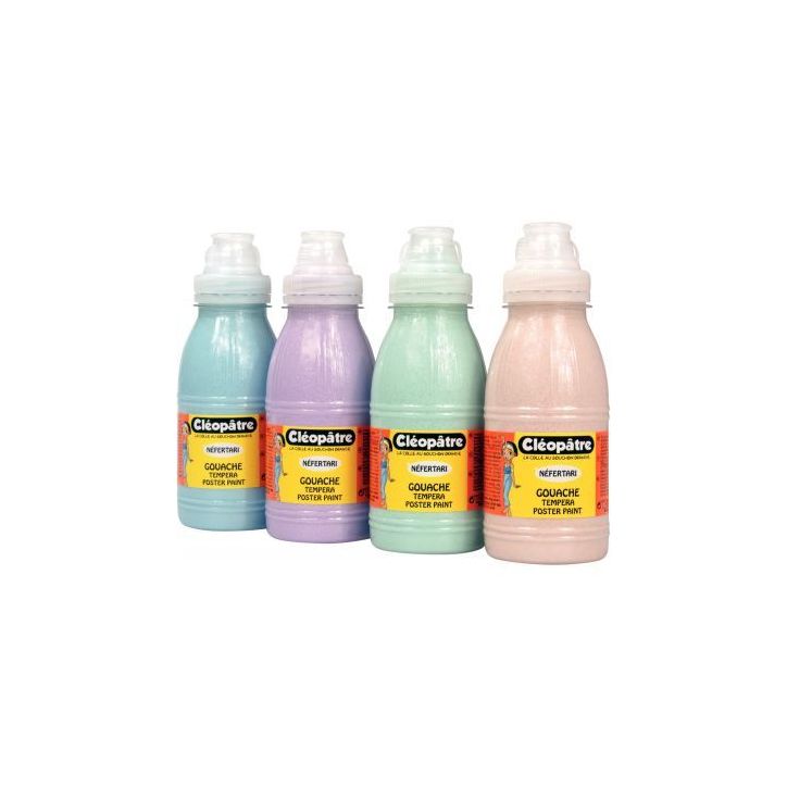 Carton de 4 flacons 500ml de peinture pailletée, coloris pastel assortis PP500X4P CLEOPATRE