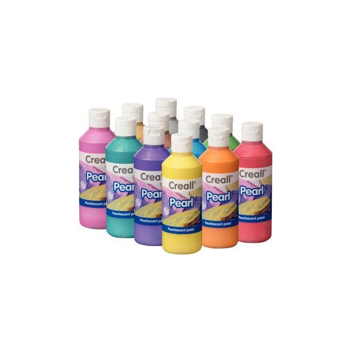 Carton de 12 flacons de 250 ml de gouache nacrée Creall Pearl couleurs assorties 23470 CREALL