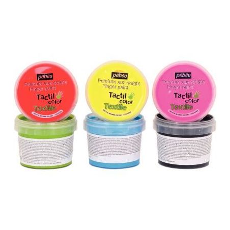 Achetez Lot de 6 pots 100ml de peinture aux doigts pour textile, assortiment 1 634110 TACTIL COL PEB..