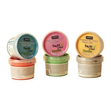 Achetez Lot de 6 pots 100ml de peinture aux doigts pour textile, assortiment 2 634190 PEBEO pas cher..