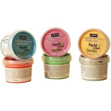 Achetez Lot de 6 pots 100ml de peinture aux doigts pour textile, assortiment 2 634190 PEBEO pas cher..