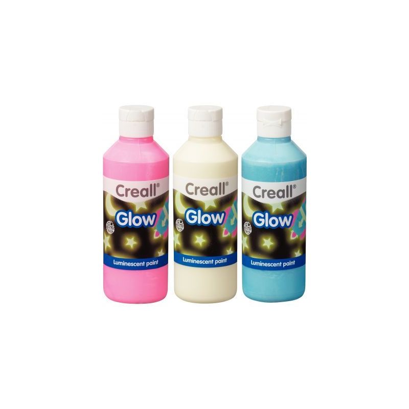 Achetez Lot de 3 flacons de 250 ml de peinture phosphorescente couleurs assorties : vert/jaune, roug..