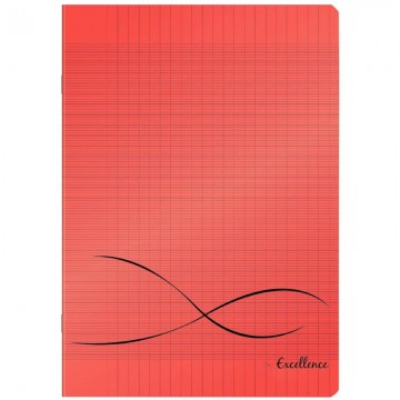 CONQUERANT C9 Cahier piqûre 24x32cm 96 pages 90g grands carreaux Séyès. Couverture polypropylène Rouge