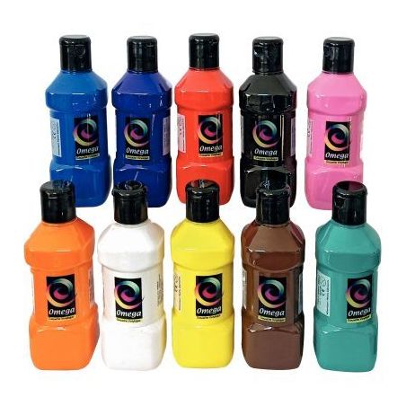 Achetez Lot de 10 flacons 250 ml de peinture vinylique plastifiante, couleurs vives assorties SP1025..