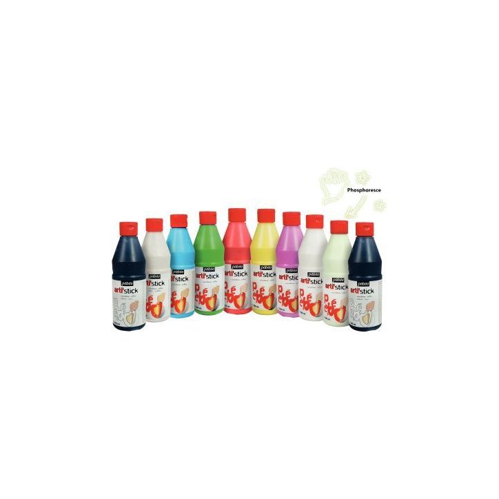Carton de 10 flacons 500ml de peinture repositionnable ARTI'STICK + 20 flacons applicateurs vides offerts 0085(...)