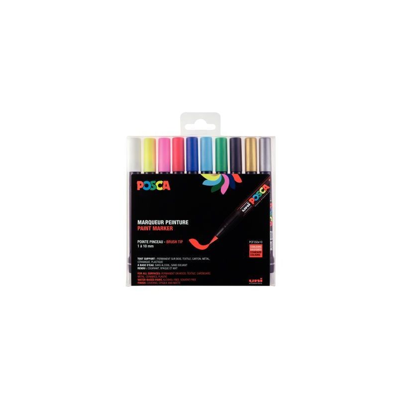 Achetez Boite de 10 Posca Brush assortis PCF350/10 POSCA UNIBALL pas cher sur Ma Rentrée Scolaire Achetez Boite de 10 Posca Brush assortis PCF350/10 POSCA UNIBALL pas cher sur Ma Rentrée Scolaire