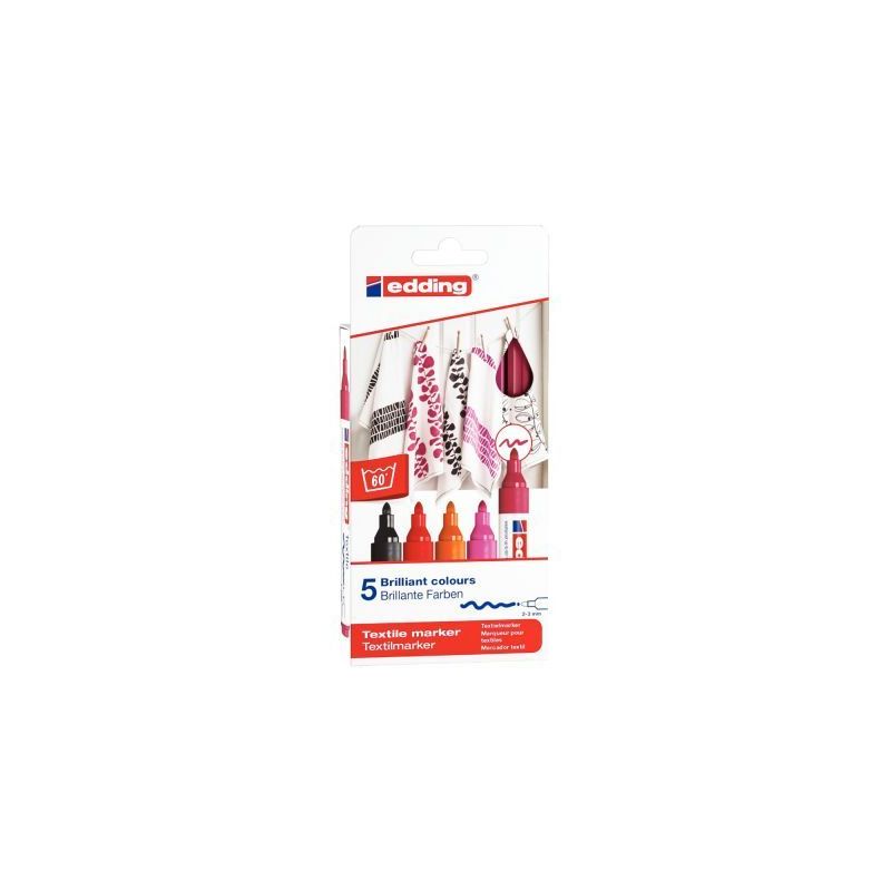 Achetez Boîte de 5 marqueurs textile E-4500 chaudes 4-4500-5999 EDDING pas cher sur Ma Rentrée Sco..