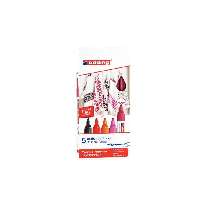 Boîte de 5 marqueurs textile E-4500 chaudes 4-4500-5999 EDDING