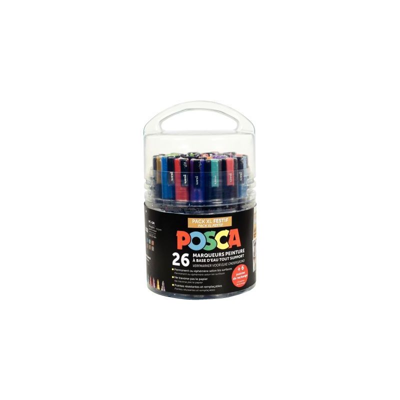 Achetez Seau de 26 marqueurs Posca festif dont 6 offerts PACK EDU POSCA/20+6 002 POSCA UNIBALL pas c.. Achetez Seau de 26 marqueurs Posca festif dont 6 offerts PACK EDU POSCA/20+6 002 POSCA UNIBALL pas c..