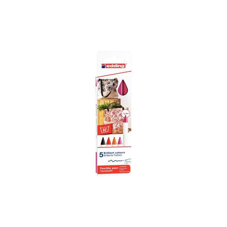 Boîte de 5 marqueurs textile E-4600 chaudes 4-4600-5999 EDDING