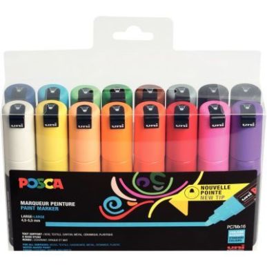 Achetez Pochette de 16 marqueurs Posca ogive large PC7M/16A ASS31 POSCA UNIBALL pas cher sur Ma Rent..