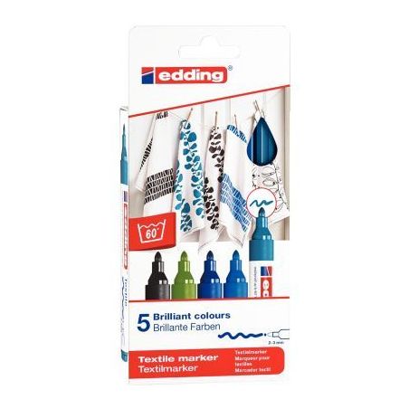 Achetez Boîte de 5 marqueurs textile E-4500 froides 4-4500-5099 EDDING pas cher sur Ma Rentrée Sco..