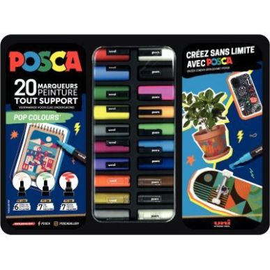 Achetez Mallette de 20 Posca Pop Colors MPOSCAMETAL/20015 POSCA UNIBALL pas cher sur Ma Rentrée Sco..